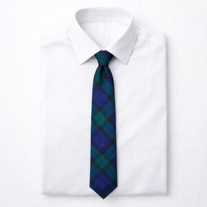Campbell Tartan Made in Scotland 100% Wool Neck Tie Blue Green Plaid 58” X 3”